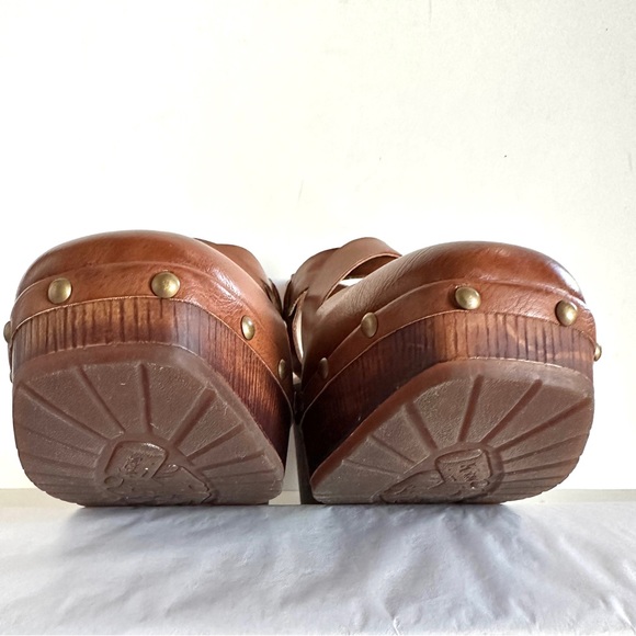 KORKS WENDY STRAPPY STUDDED CHUNKY HEEL CLOGS IN COGNAC BROWN TAN NEW. Sz10 - Picture 9 of 11
